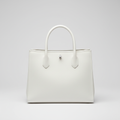 Borsa Tote in Pelle bianca su sfondo grigio chiaro
